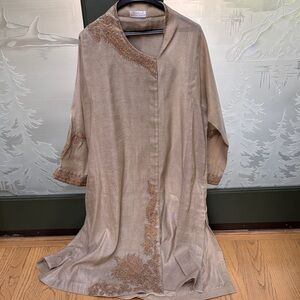 Elegant Tan Embroidered 3 piece suit